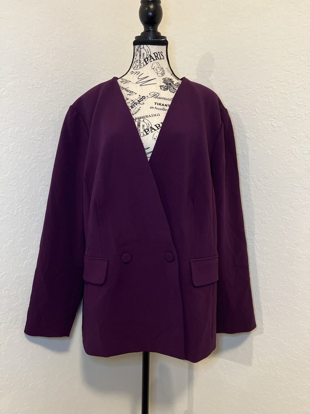 Eloquii Women’s Blazer Size 20 Deep Purple 2 Button Jacket NWT Career Dressy